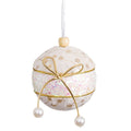 Weihnachtsbaumkugeln Weiss Gold Polyfoam Stoff Schleife 8 x 8 x 8 cm (4 Stück)