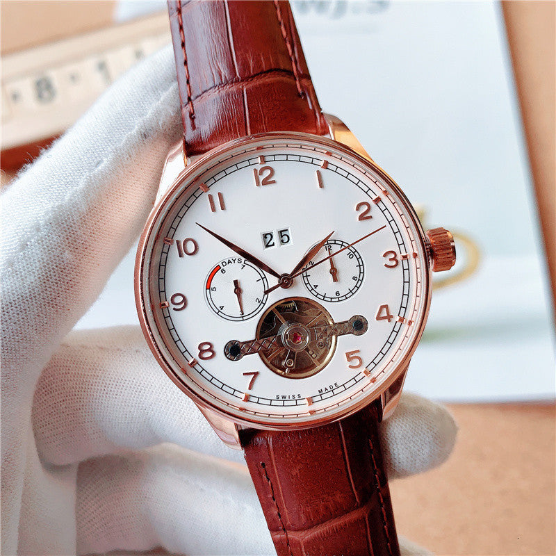 Mechanische Herrenuhr mit Lederarmband