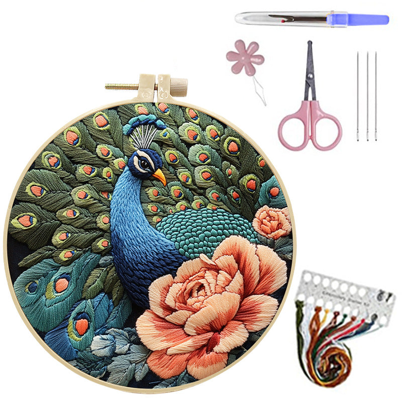 Stickerei-Set Pfau 20 cm Ring – Bild 6 | LuxeStyle