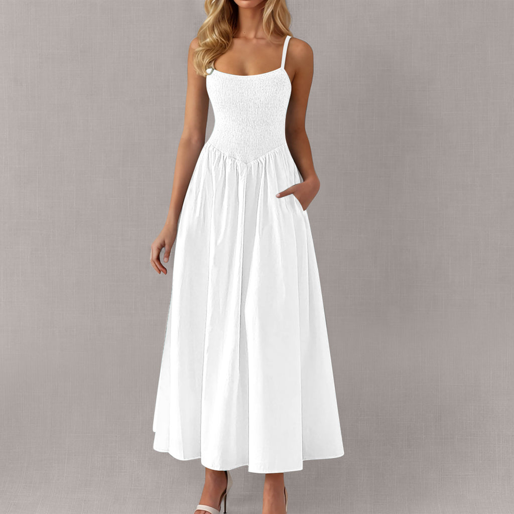 Verstellbares Rüschen-Trägerkleid mit Taschen