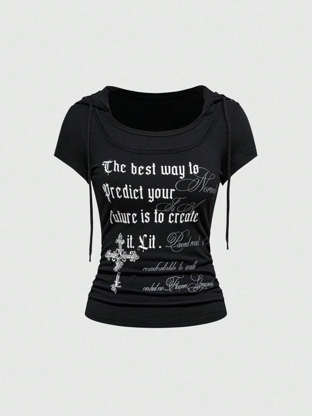 Mock-Two-Piece T-Shirt mit Rundhals und Print