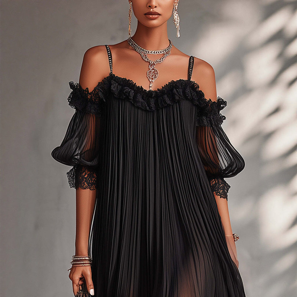 Chiffon V-Ausschnitt Maxikleid – Bild 5 | LuxeStyle