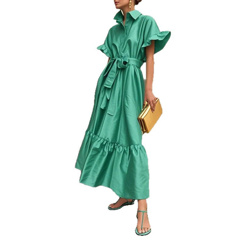 Elegantes Satin-Kleid mit Rüschenärmeln – Bild 2 | LuxeStyle