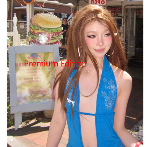 Retro-Spitze Halter-Nacken Rückenfrei Kleid, Sommer, Neues Modell