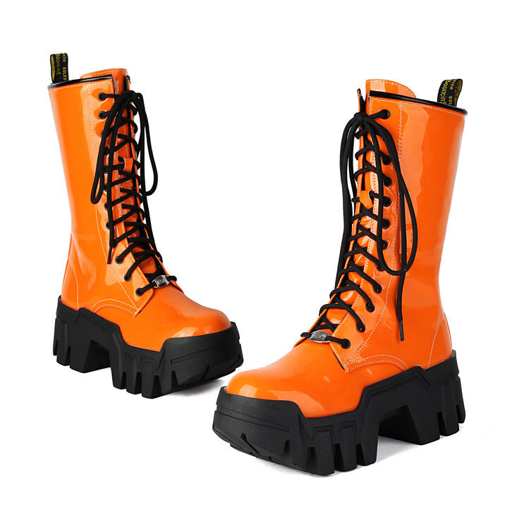Chunky-Heel Boots mit Seitenreissverschluss
