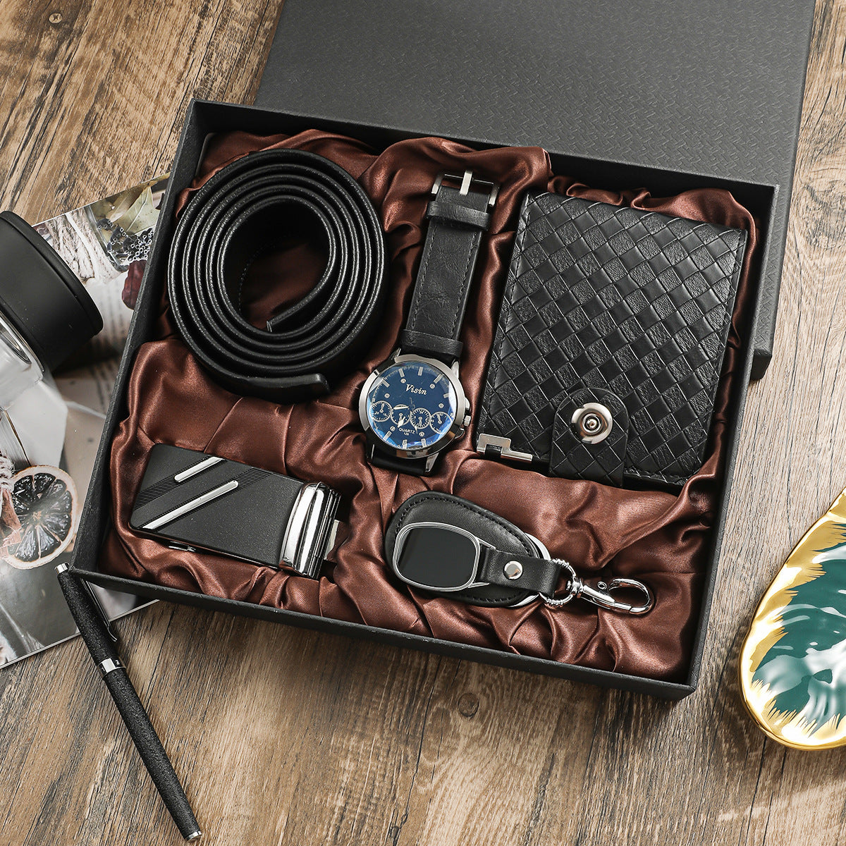 Herren Uhren-Set mit Geldbörse, Gürtel & Schlüsselanhänger