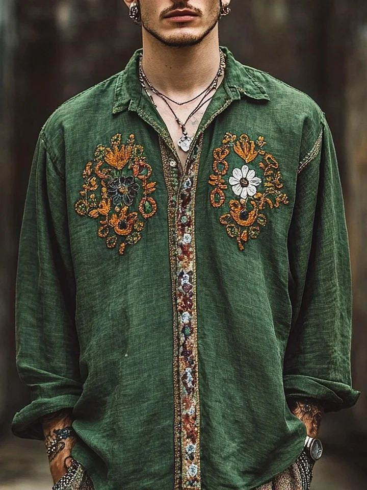 Blumenhemd langarm im Retro-Look für Herren – Bild 3 | LuxeStyle