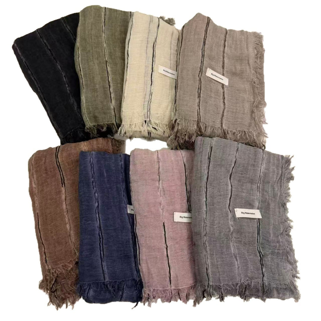 Baumwoll-Leinen Gestreifter Jacquard Schal