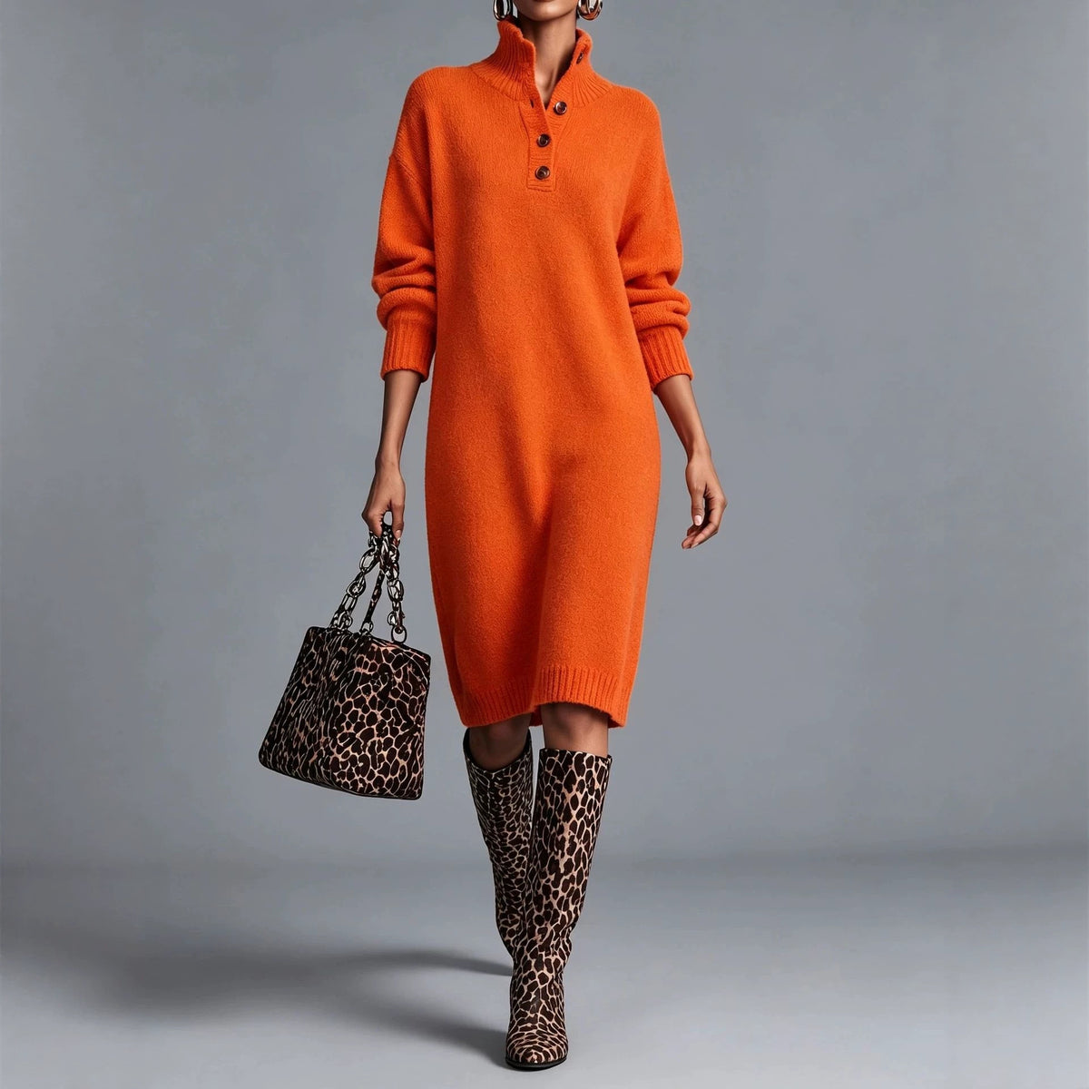 Strickkleid mit Rollkragen für Damen – Bild 4 | LuxeStyle