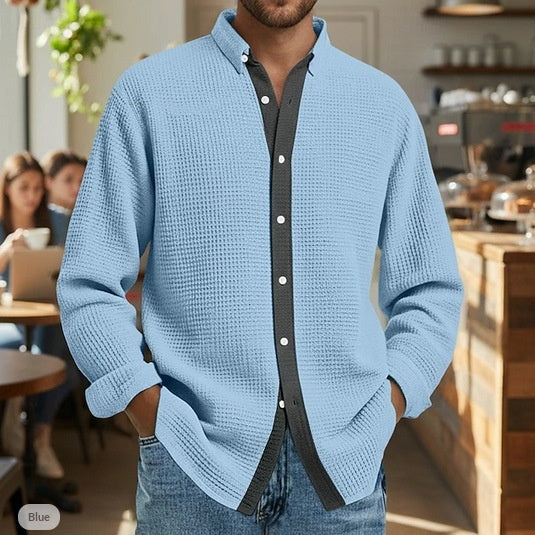 Herren Cardigan mit Wellenspitzenmuster Langarm