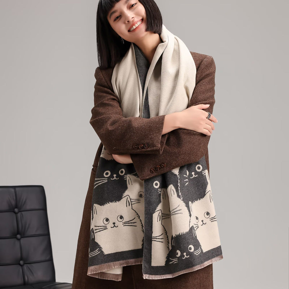 Faux-Cashmere Schal mit Cartoon-Design | LuxeStyle