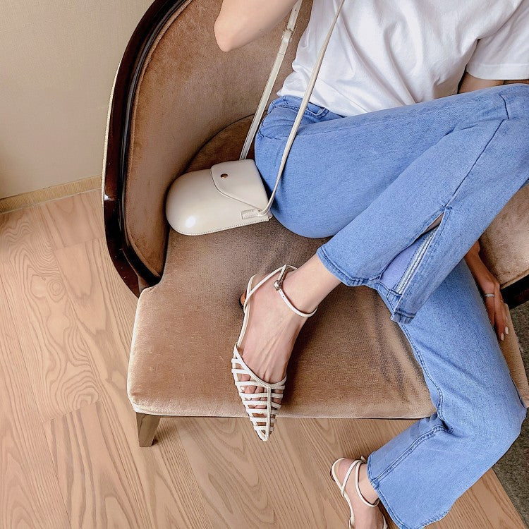 Retro-Sandalen mit spitzer Kappe und Blockabsatz | LuxeStyle