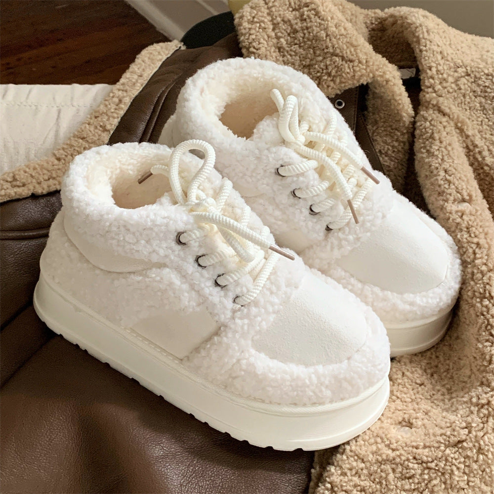 Farbblock Lammwoll-Sneaker-Boots