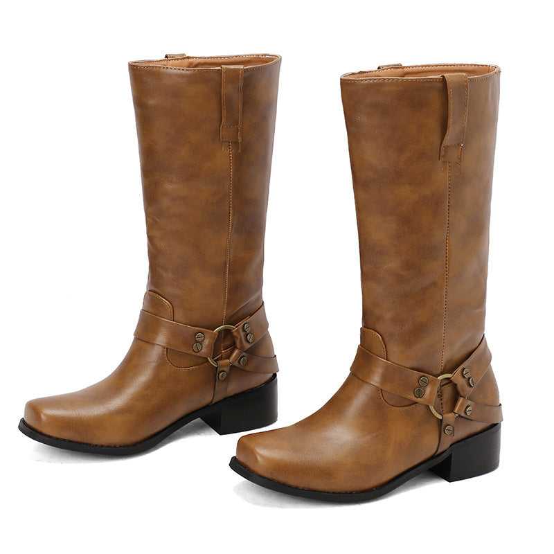 Denim-Stiefeletten mit eckiger Spitze
