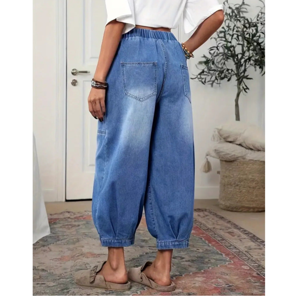 Retro-Denim-Caprihosen