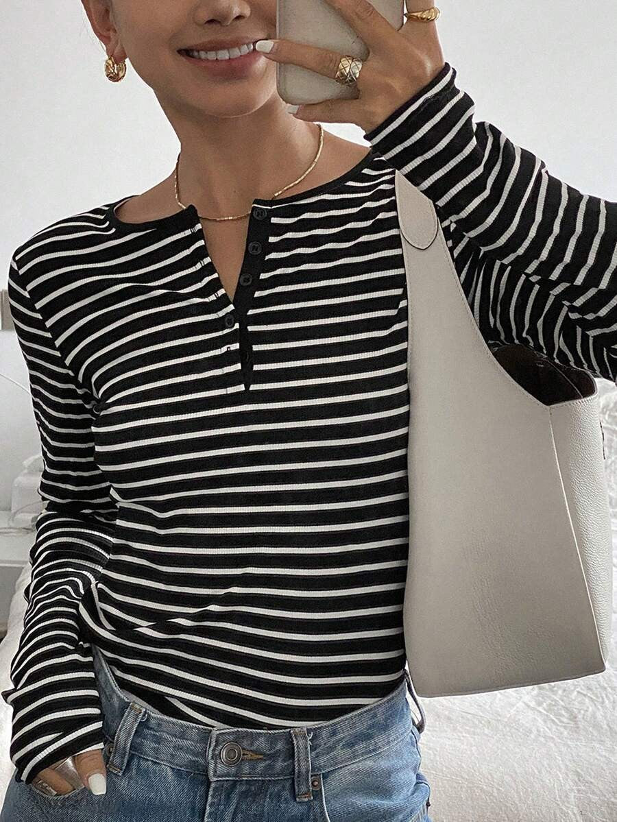 Gestreiftes Langarmshirt im Loose Fit