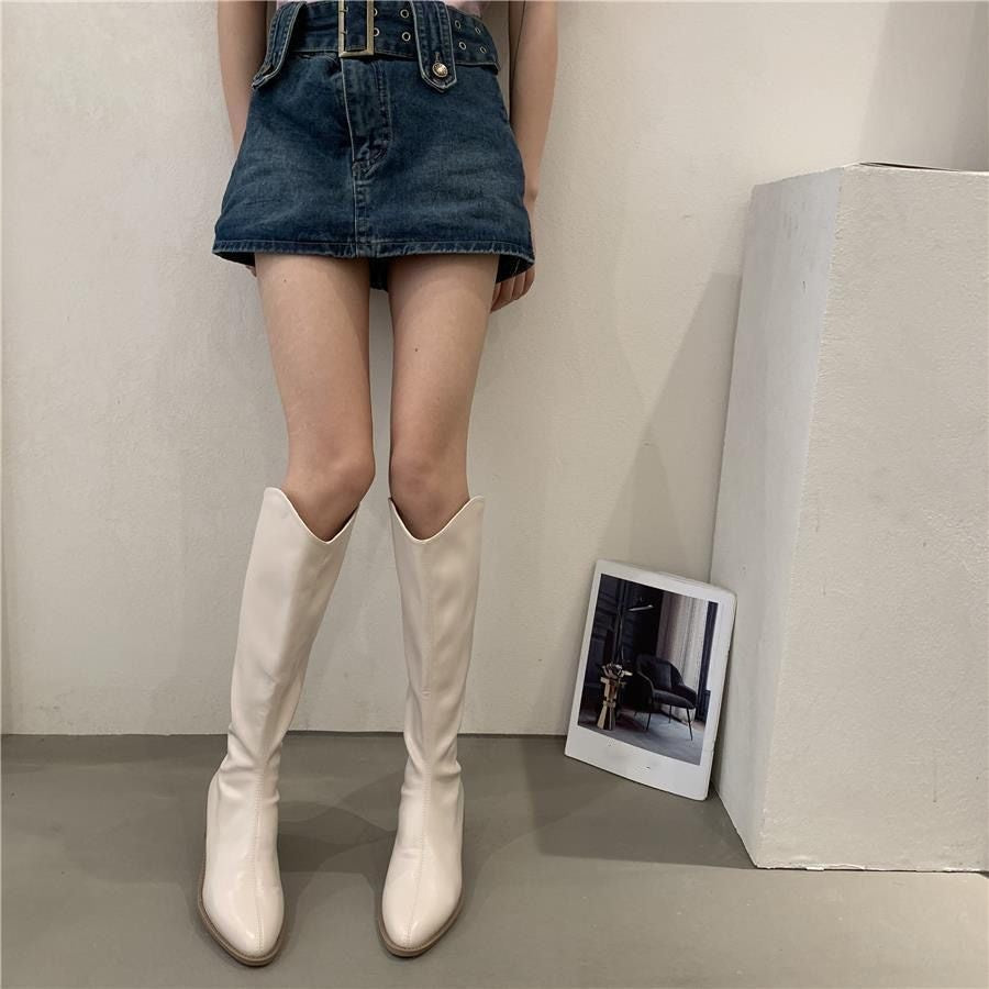 Overknee-Stiefel mit Fleece-Futter und Blockabsatz