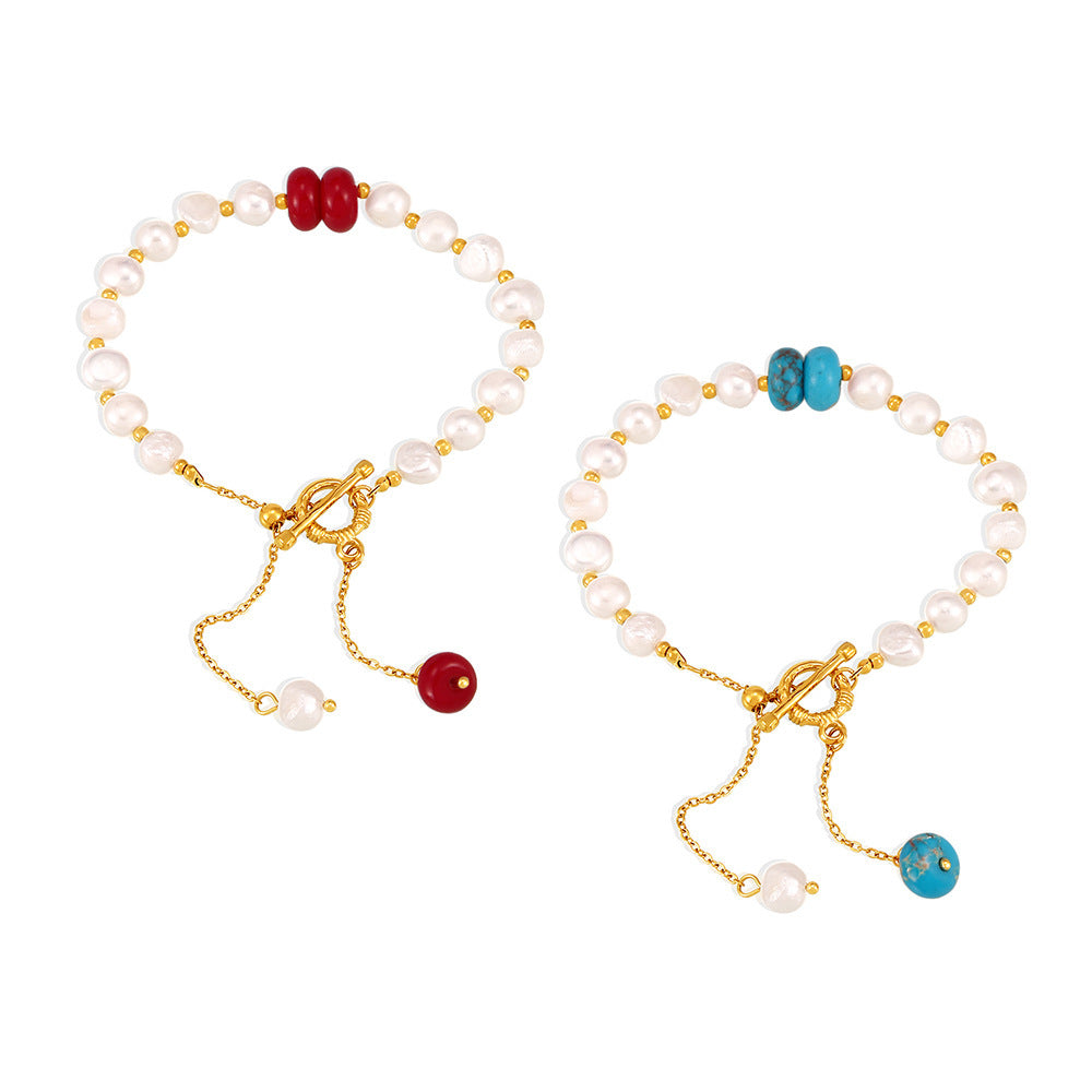 Armband mit Süsswasserperlen, Quaste und Naturstein – Bild 2 | LuxeStyle