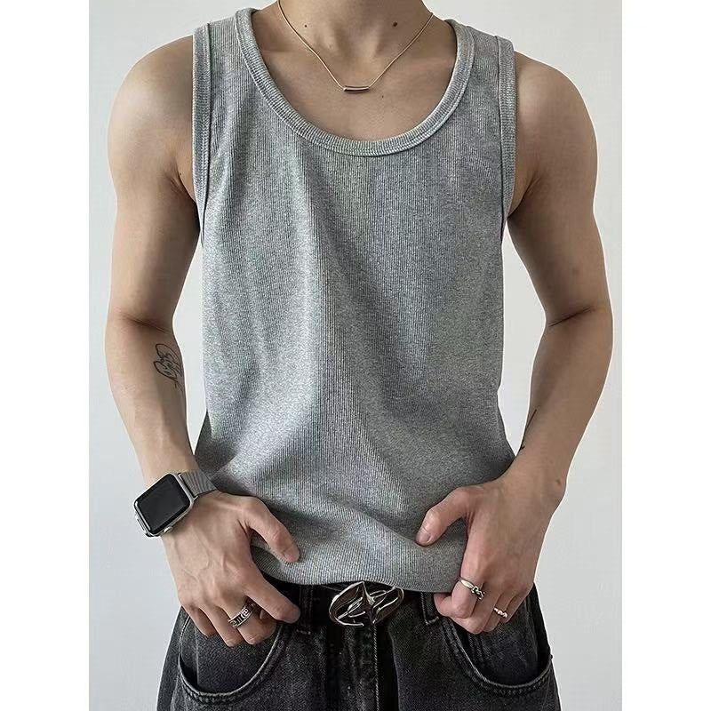 Herren Grau American-Style Ripp-Tanktop