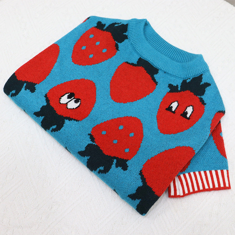 Hundemantel Erdbeer-Comic Kurz-Body blau – Bild 4 | LuxeStyle