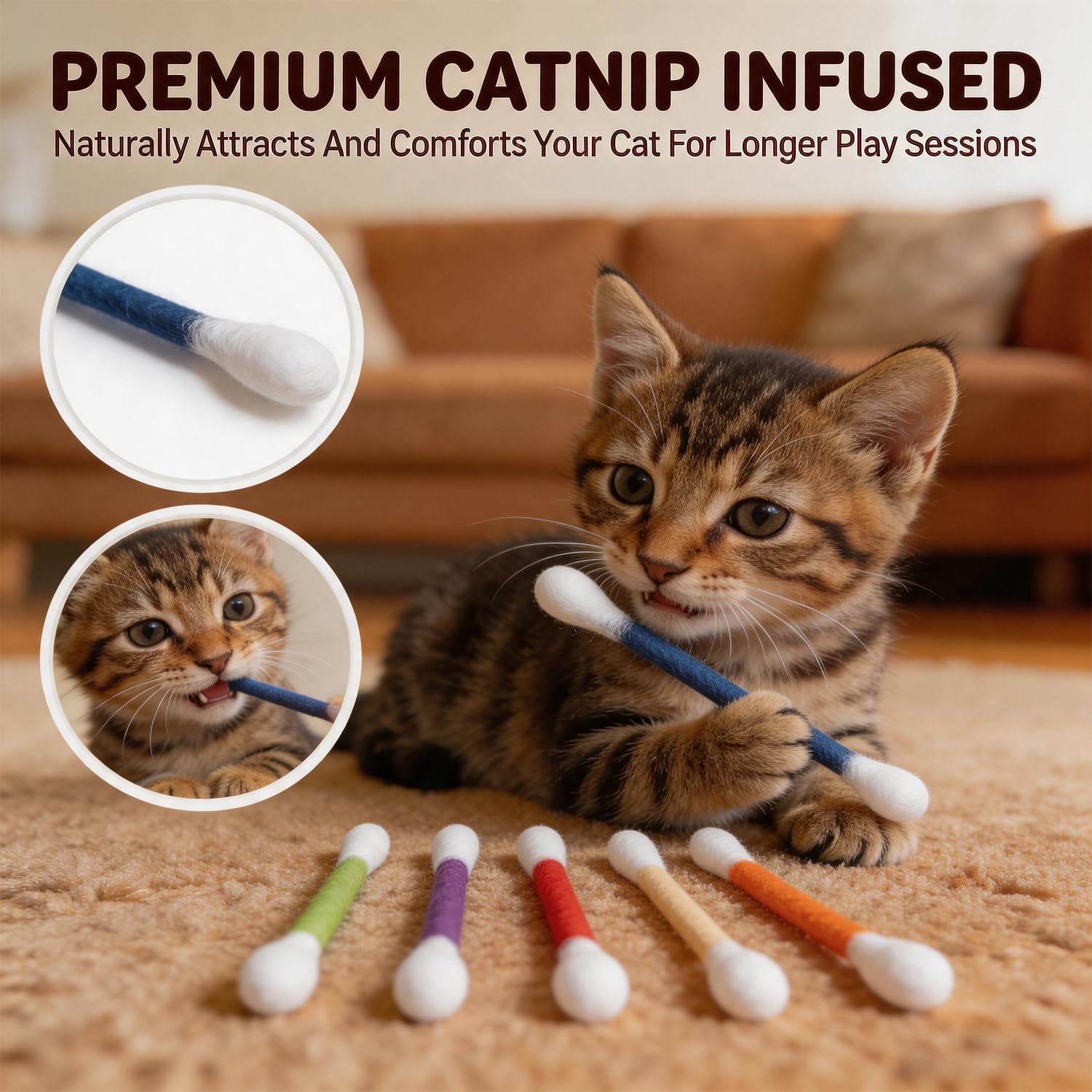 6er-Pack Katzenminze-Spielzeug – Q-Tip-Sticks