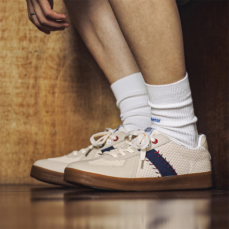 Beige Low-Top Sneaker mit Mesh-Einsatz – Bild 3 | LuxeStyle