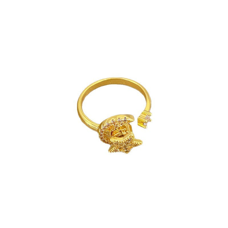 LuxeStyle Ring «Astra» · Stern & Mond, drehbar & verstellbar – Bild 4 – LuxeStyle Schweiz