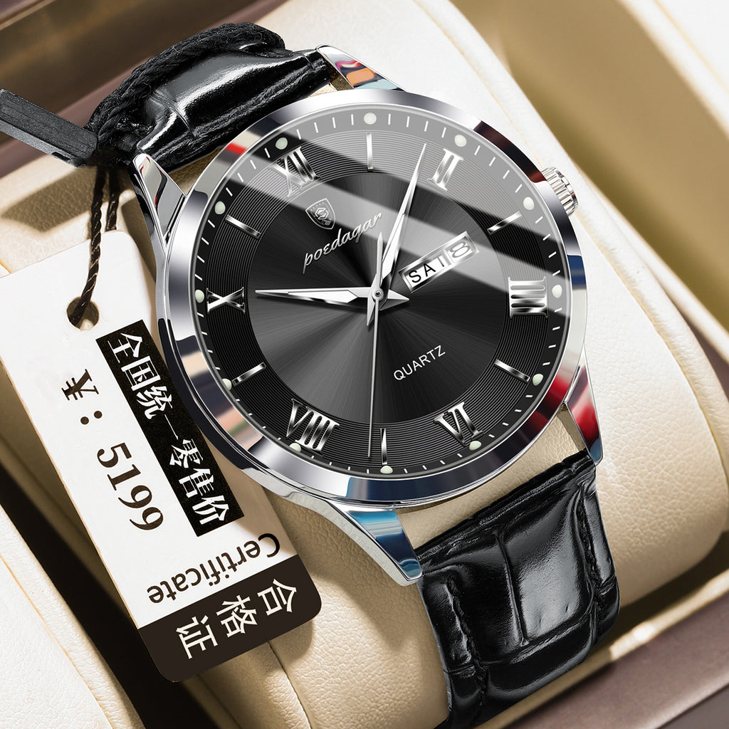 Herren-Armbanduhr mit Kalender und Leuchtzeigern