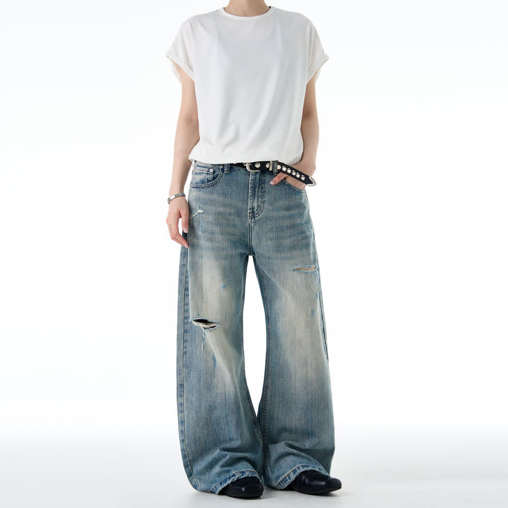 Vintage Bootcut Jeans, abgenutzt, gerissen, strukturiert