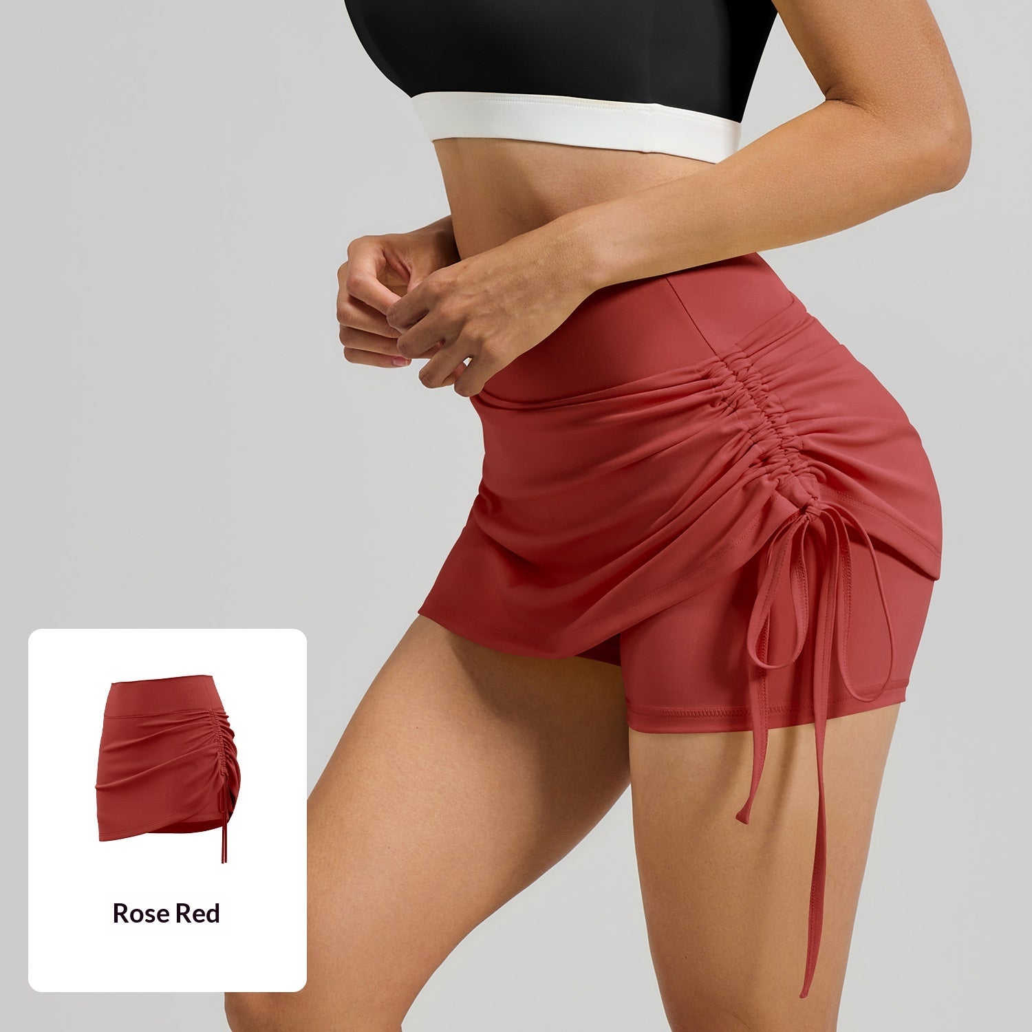 High-Waist geraffter Sportrock für Damen