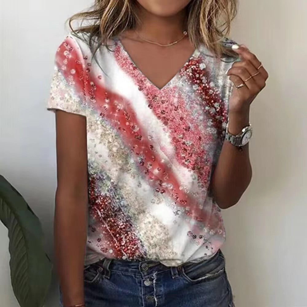 T-Shirt mit V-Ausschnitt und 3D-Effekt – Bild 4 | LuxeStyle
