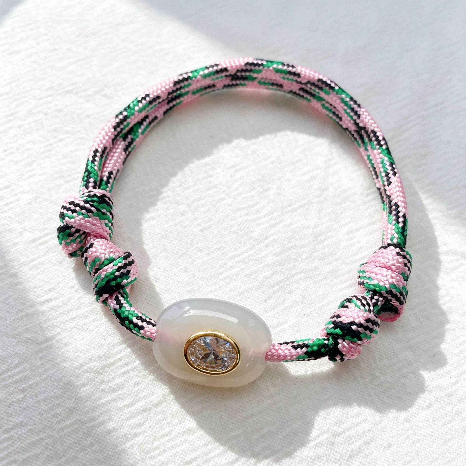 Naturstein Evil Eye Armband geflochten