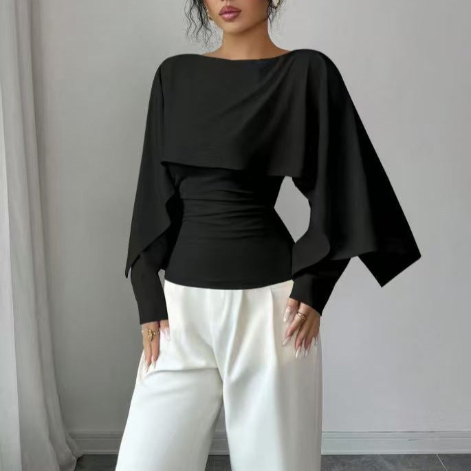 Elegantes Cape-Oberteil · Schalkragen