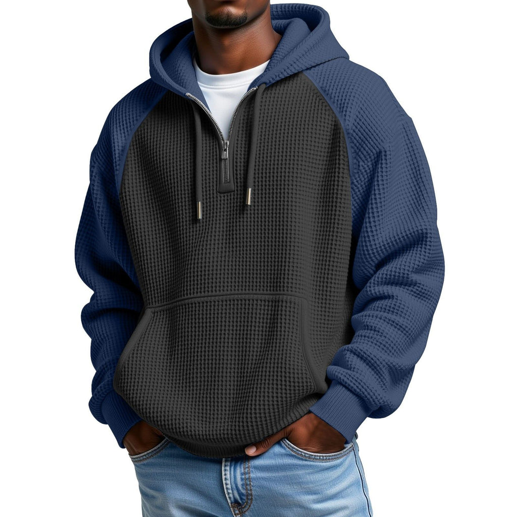 Color-Block Waffelstrick Kapuzenjacke für Herren