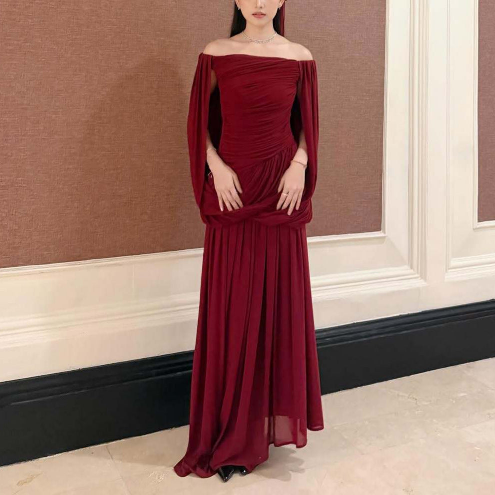 One-Shoulder Abendkleid mit Falten