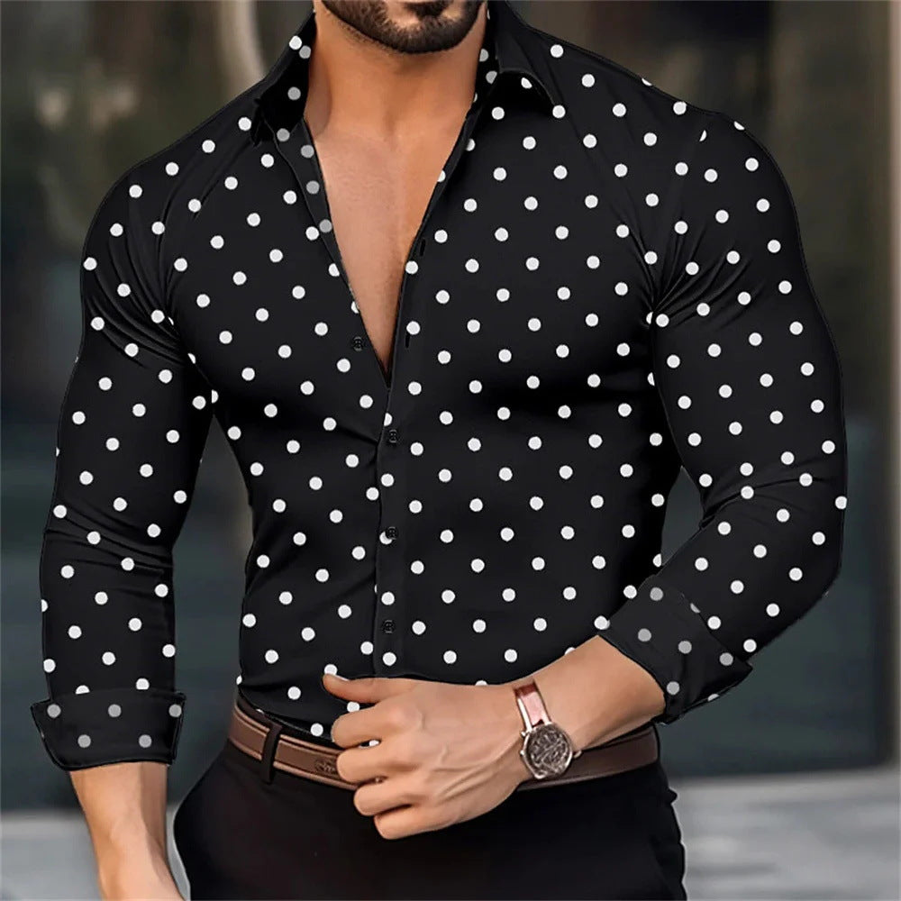Lässiges 3D-Punktmuster Langarm-Shirt – Bild 5 | LuxeStyle