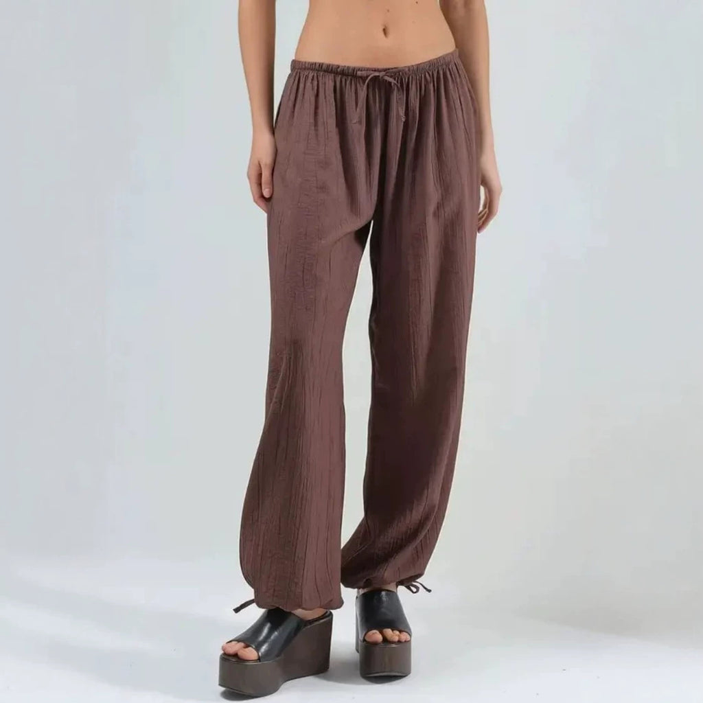 Freizeit-Hose mit weitem Bein – Reddish Brown