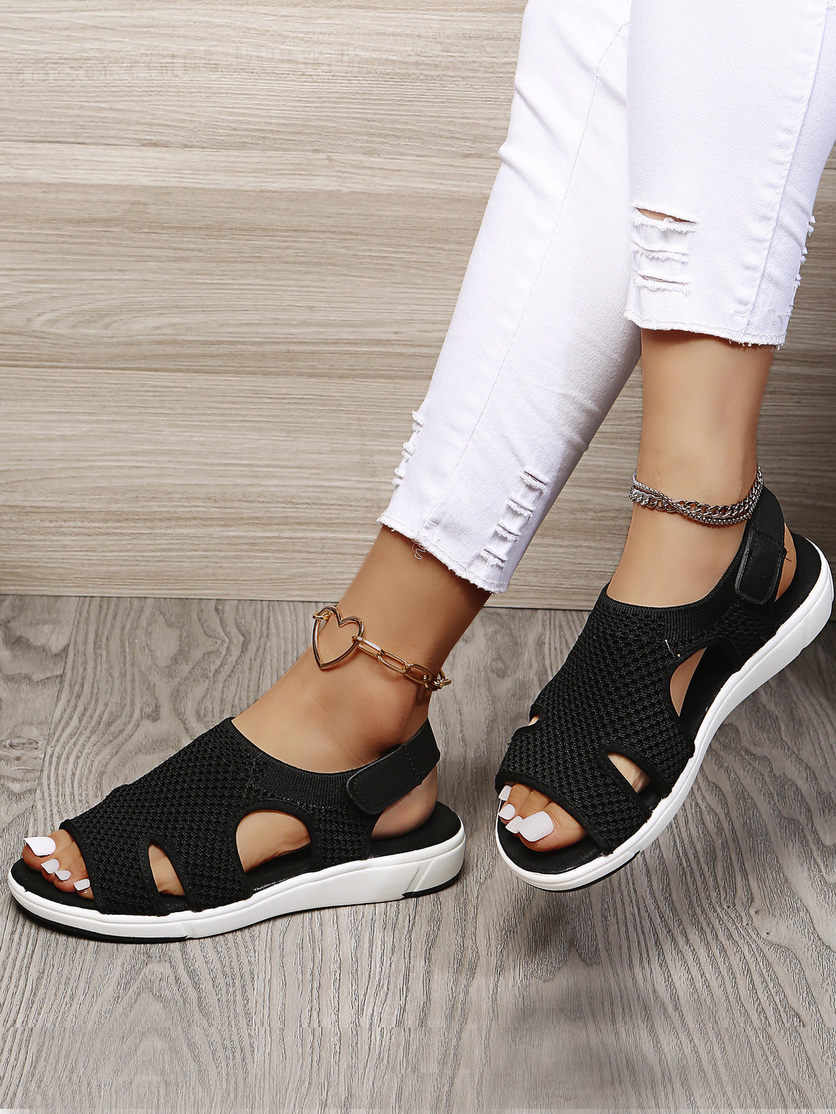 Damen Flache Sandalen mit Strass – Bild 5 | LuxeStyle