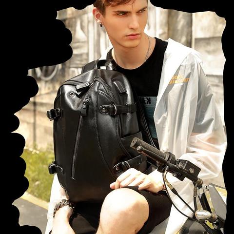 Rucksack mit USB-Ladefunktion aus Leder | LuxeStyle