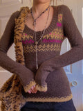 Eleganter Color-Block Strickpullover mit Rundhals