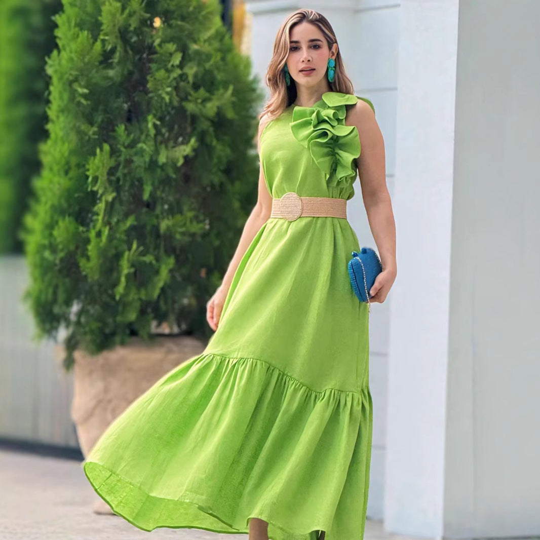Ärmelloses Midikleid mit Rüschensaum | LuxeStyle