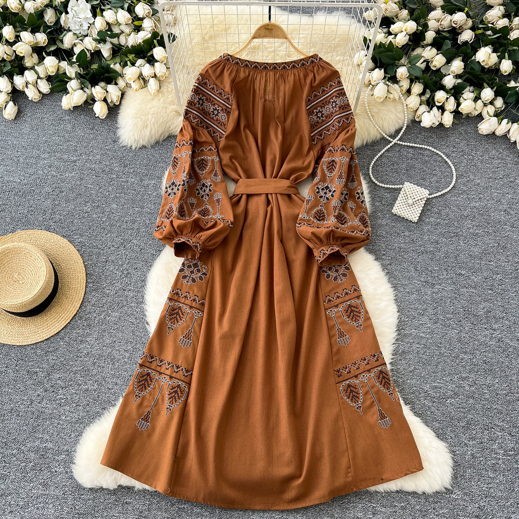 Retro-Style stark besticktes lässiges Damenkleid
