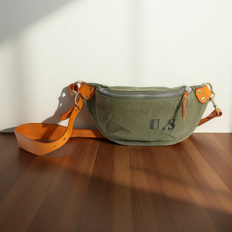 Vintage Canvas Tasche mit Leder-Patchwork