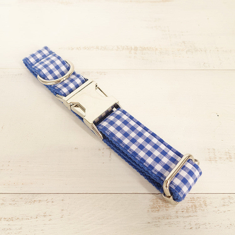 Blau kariertes Hunde Halsband | LuxeStyle