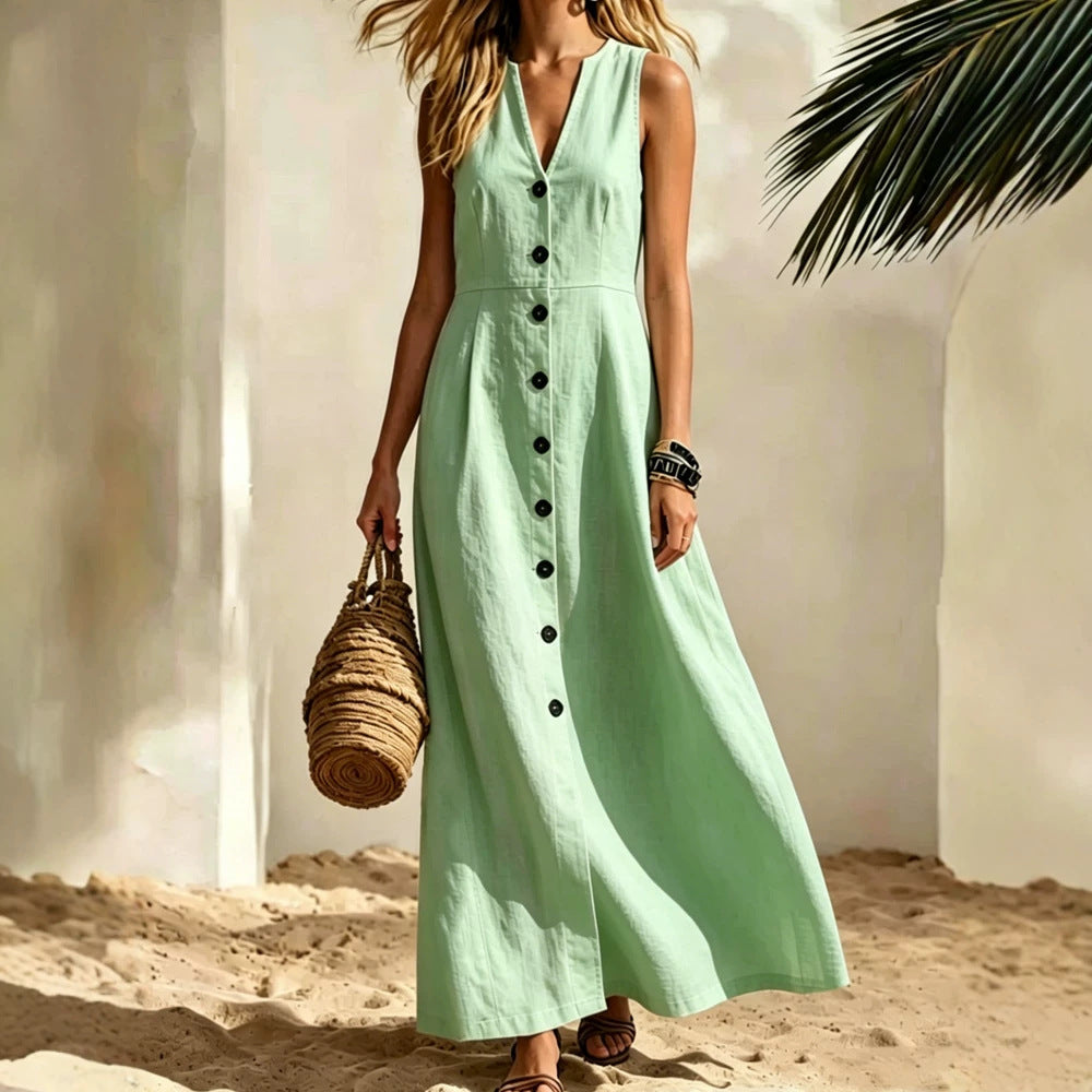 Ärmelloses V-Neck Strickkleid für Damen – Bild 8 | LuxeStyle
