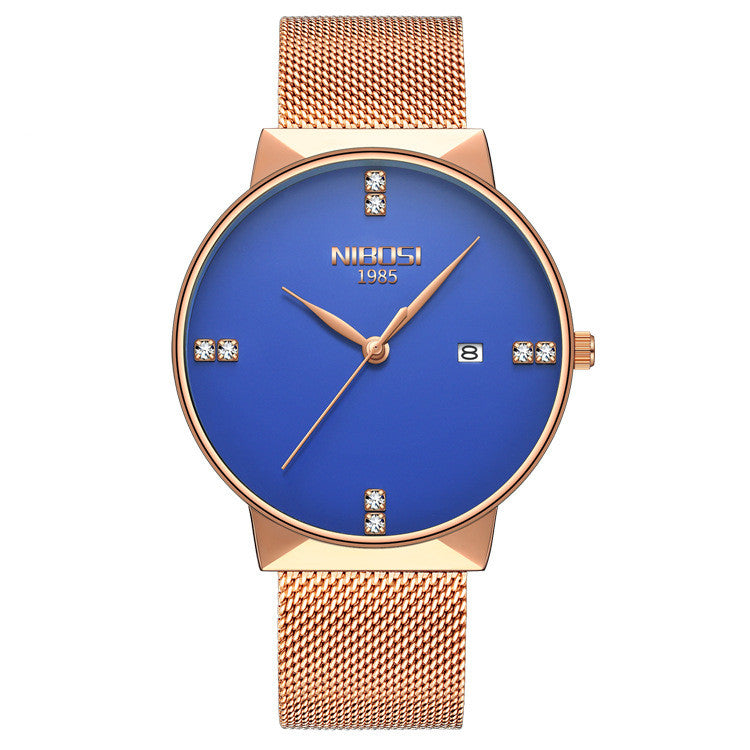 Quarzuhr mit ultra-dünnem Gehäuse und Milanaise-Armband