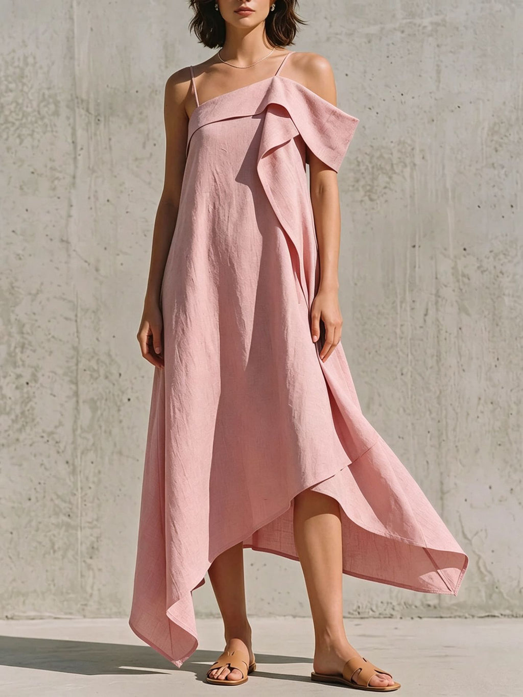 Asymmetrisches Off-Shoulder Kleid mit unregelmässigem Saum – Bild 3 | LuxeStyle