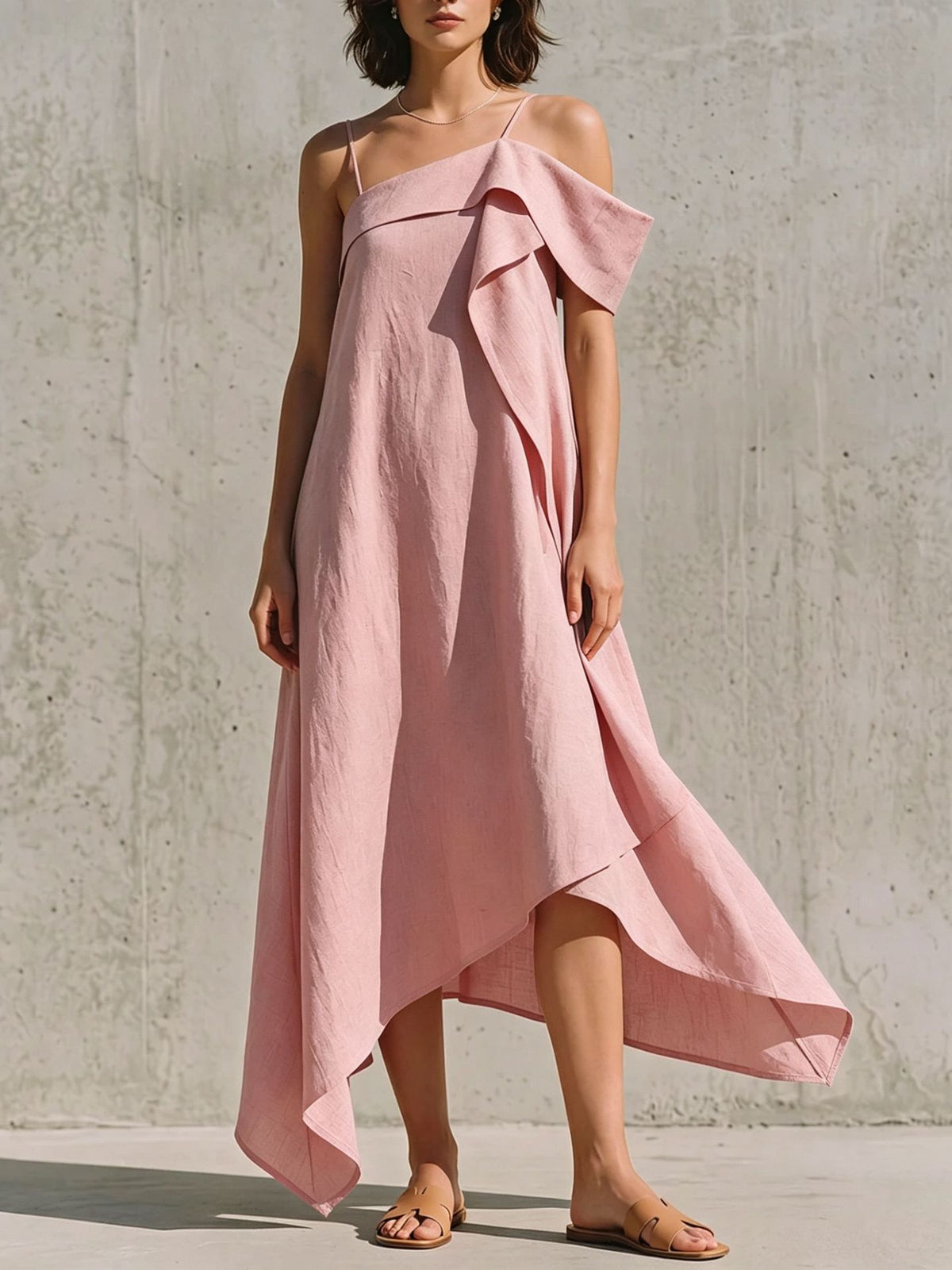 Asymmetrisches Off-Shoulder Kleid mit unregelmässigem Saum – Bild 3 | LuxeStyle