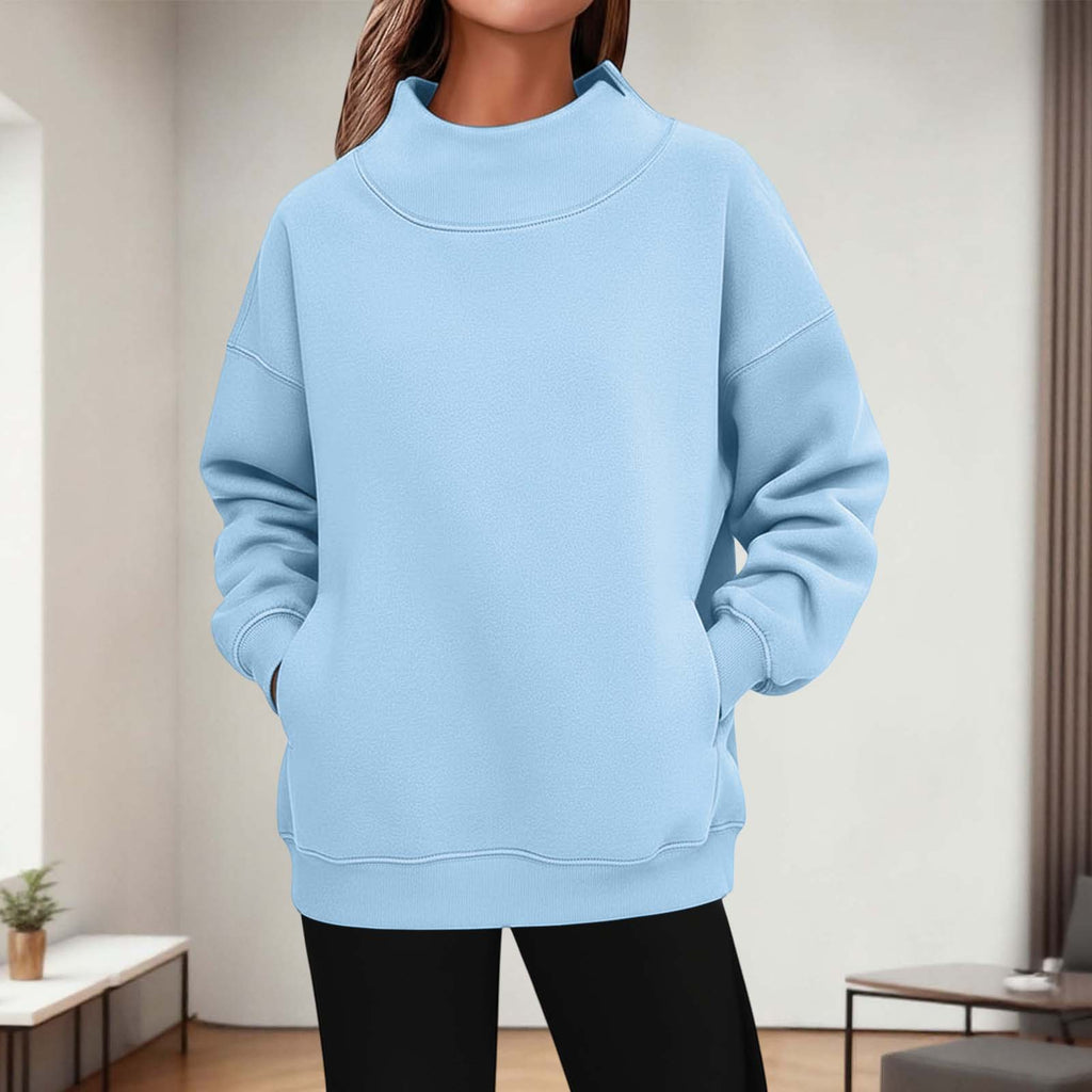 Damen Rollkragen Hoodie mit 3D-Effekt
