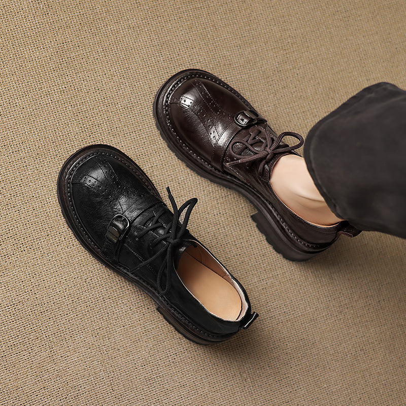 Damen Plateau Oxford aus Lammleder